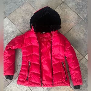 ❄️NAUTICA  SLIMMING PUFFER !!! PLUSH LINED DETACHABLE HOOD  THUMBHOLES